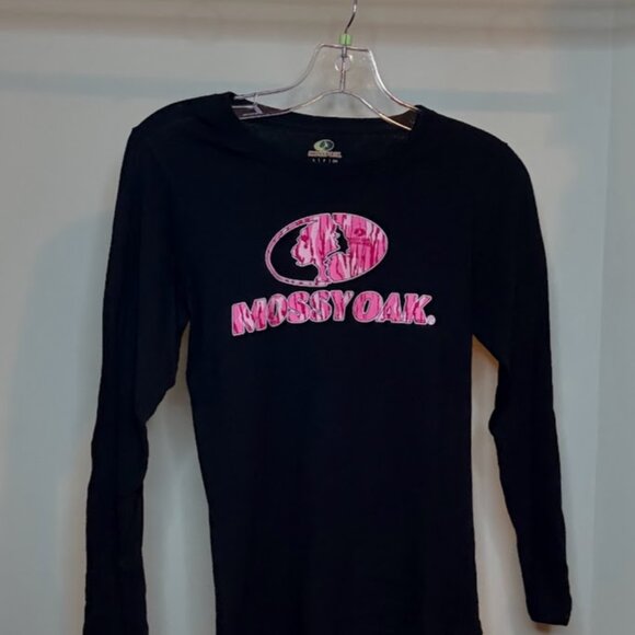 Mossy Oak black and pink long-sleeve tee, size small - Picture 1 of 4